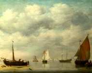 Jan van Os - Dutch Vessels in Calm Water